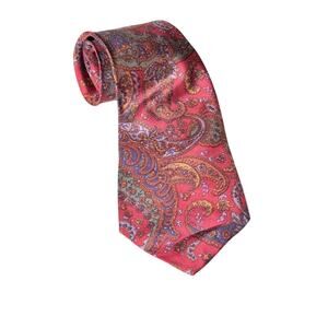 Smithsonian Institution 100% Silk Tie Paisley Red Blue Green Made in Italy